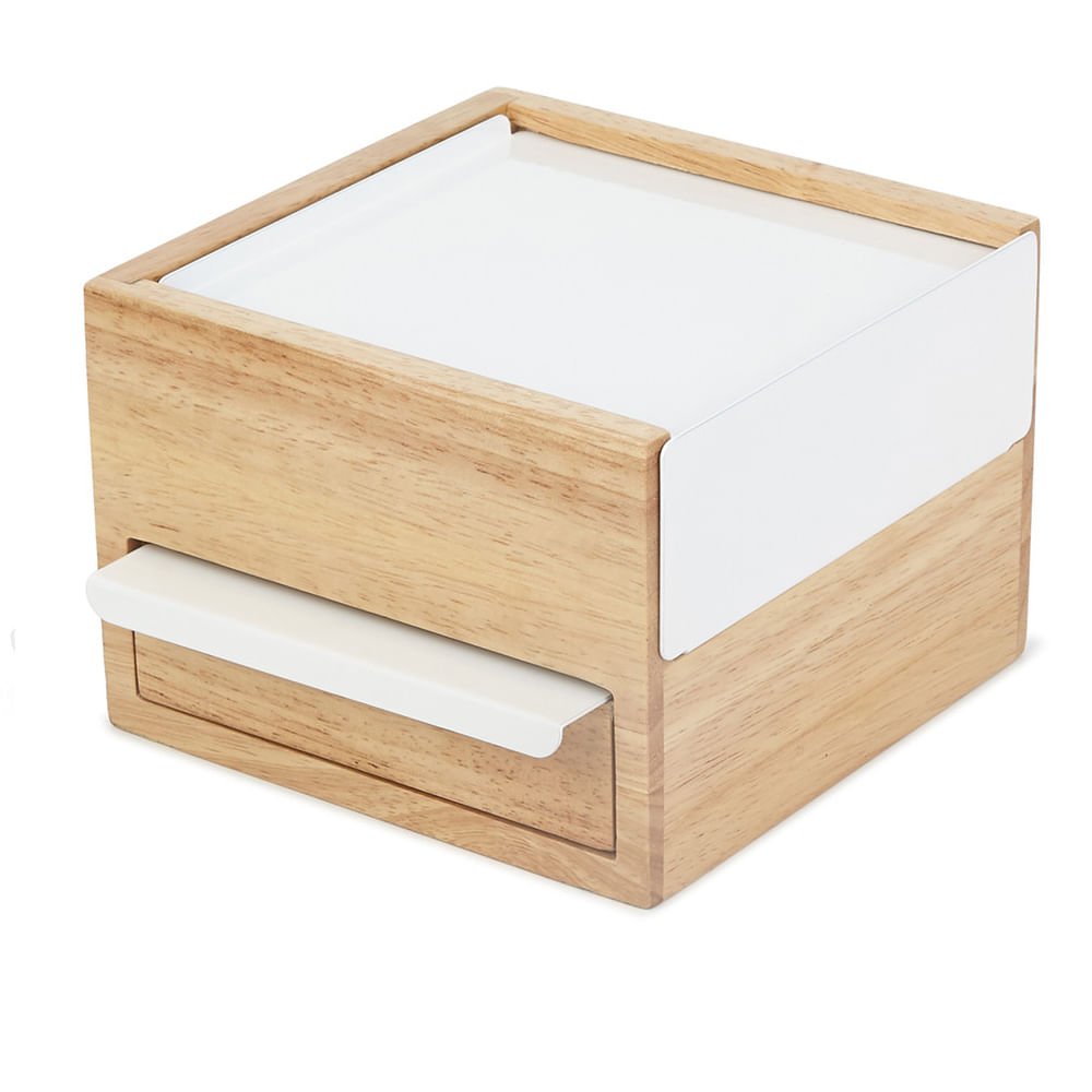 Umbra  mini porta joias caixa organizadora stowit madeira branco umbra