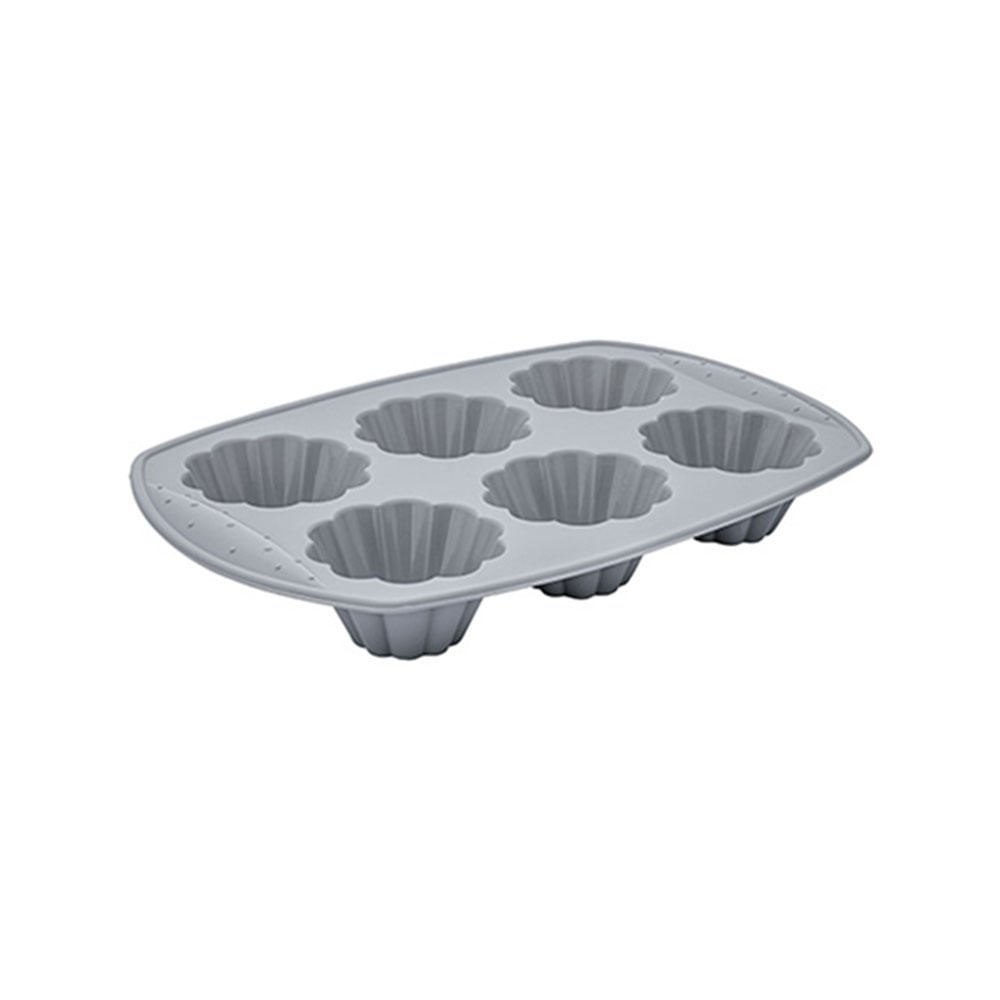 Forma para 06 Mini Bolos Decorados de Silicone Cinza - Euro Home - Camicado