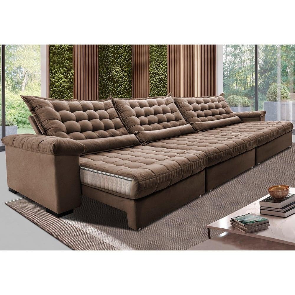 Sofá Retrátil e Reclinável 3,55m Molas Ensacadas Cama inBox Big