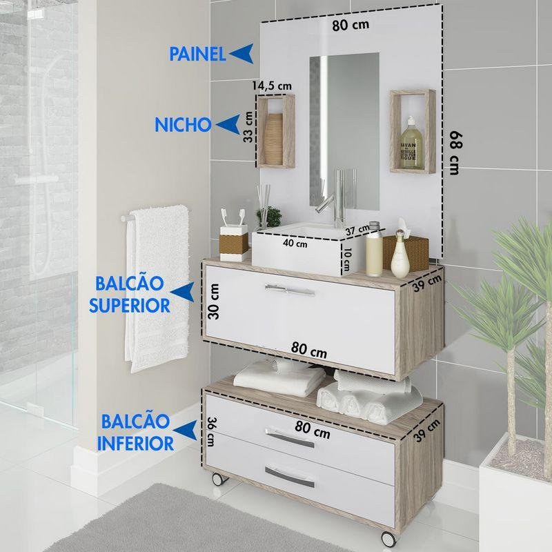 Conjunto De Banheiro Completo Personal: Balcão, Painel E Cuba Móveis A