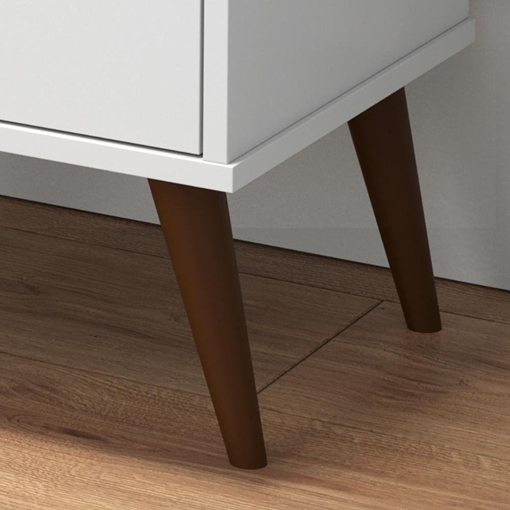 Mesa de Cabeceira Retrô Wood 3 Gavetas Organizadoras Pés Palito  Anti-Umidade Mesinha Decorativa Quarto Lateral Cama - Branco - RPM Móveis