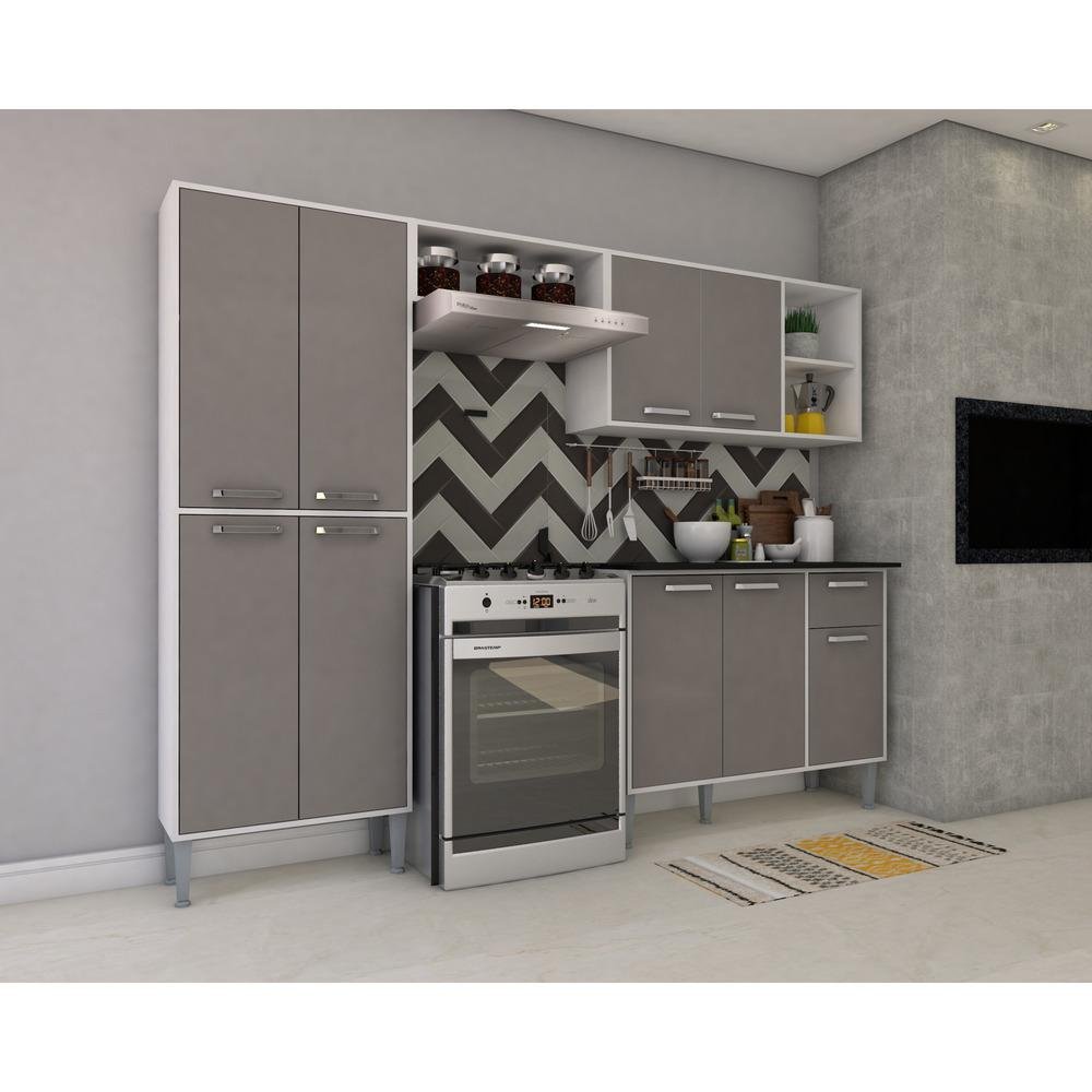 Cozinha 360 cm branco e cinzento Lidia - TARRACO - Comprar com preços  económicos