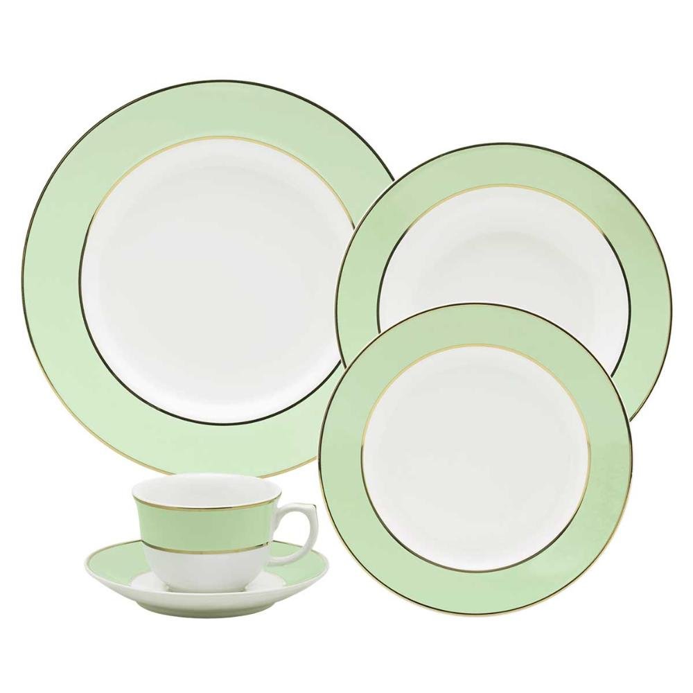 Aparelho De Jantar E Chá 30 Peças Flamingo Classic Verde