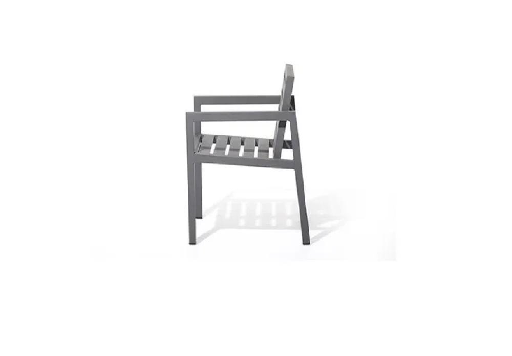 Jogo Cadeira De Jantar Em Alumínio E Fibra Estofado Impermeavel 6 Unidades  Preta A02 - Camicado