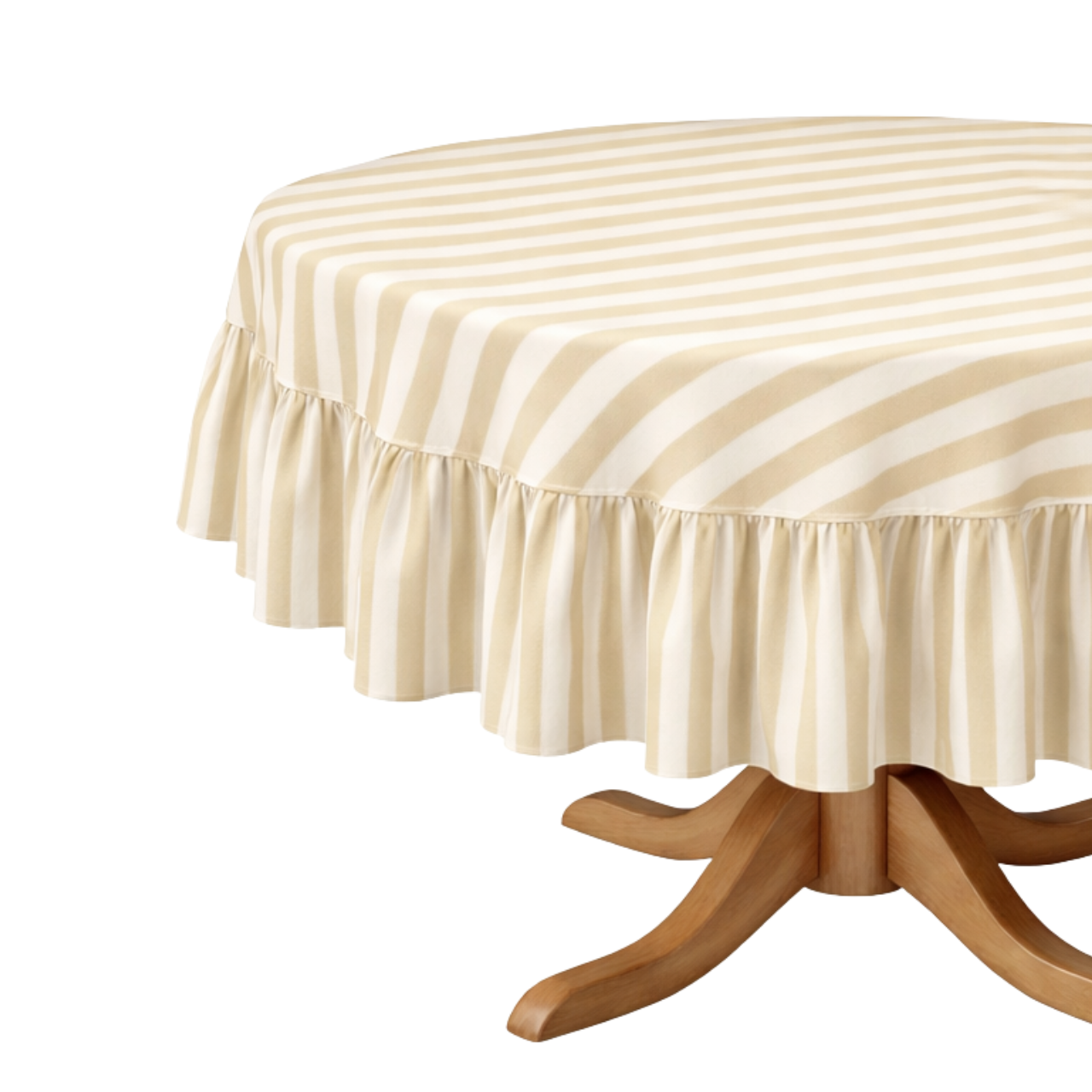Toalha de Mesa Charm Redonda Listrada c/ Babados