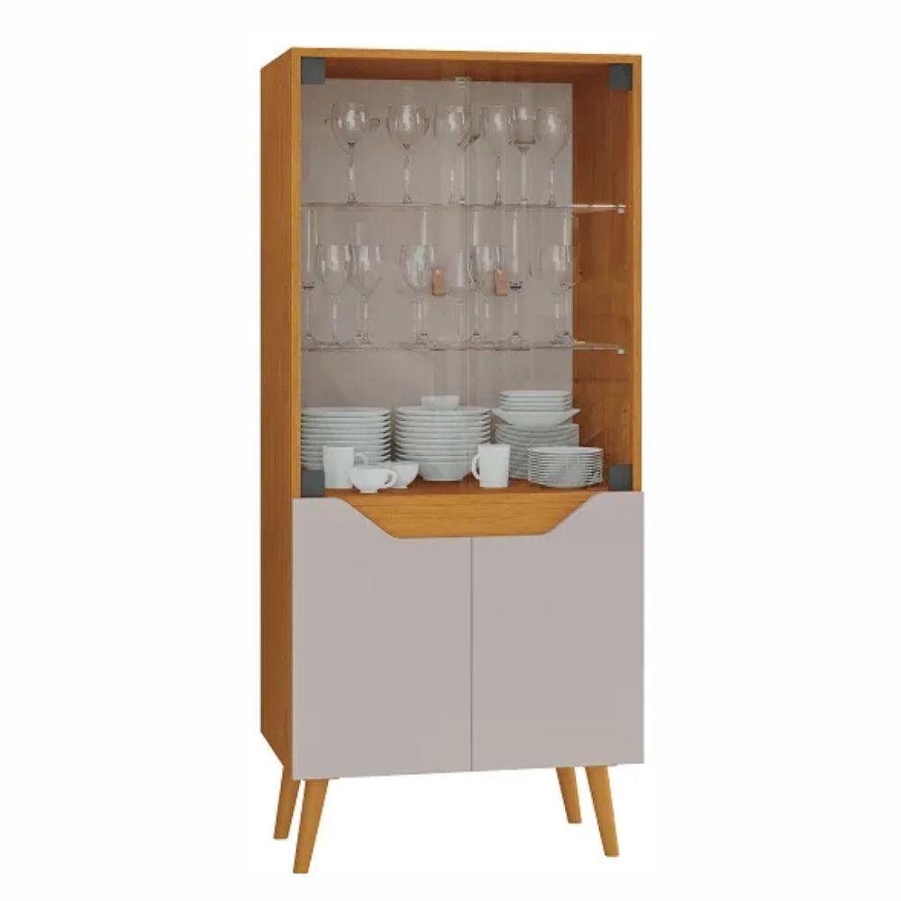 Cristaleira Plena 4 Portas JCM Movelaria Cinamono Off White Camicado