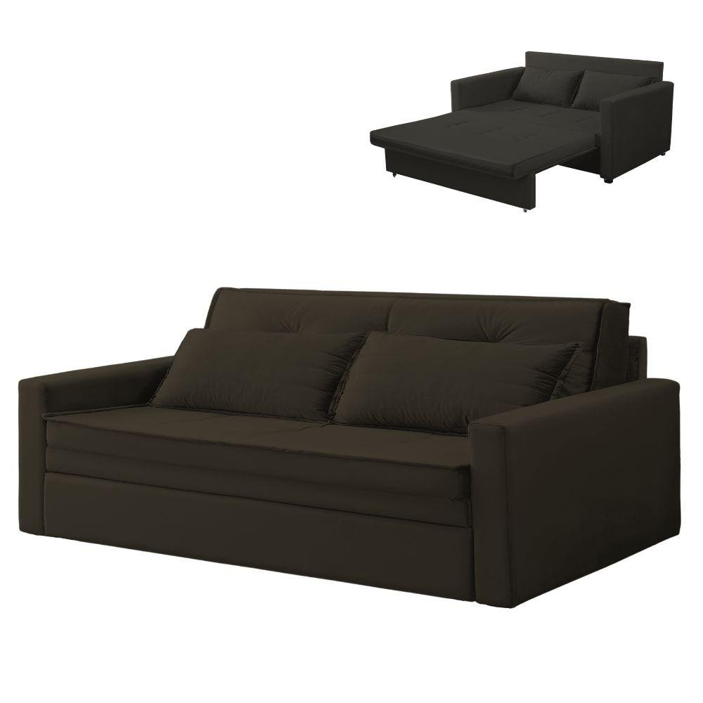 Sofá Cama Casal 2 Lugares Quarto Sala com Molas Nicarágua Marrom