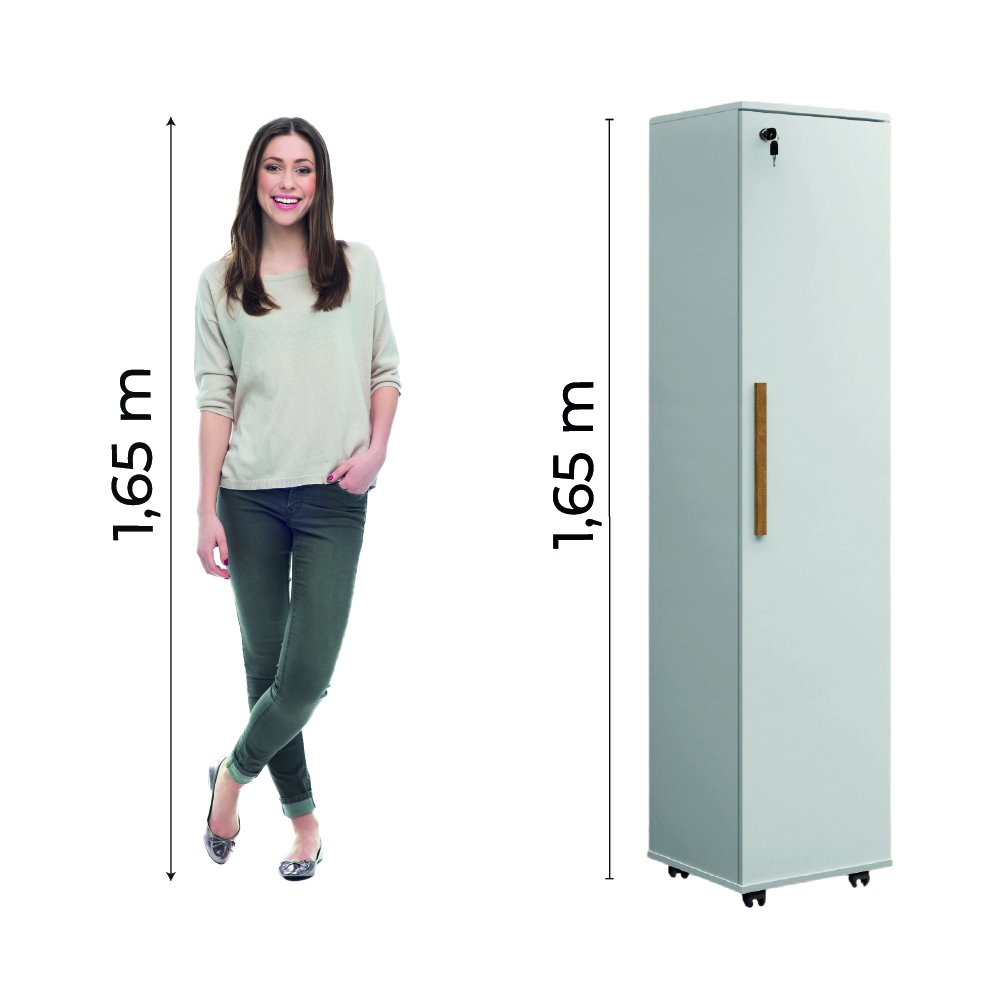 Armário Multiuso Lavanderia Com Chave e Rodízios 1 Porta Lune