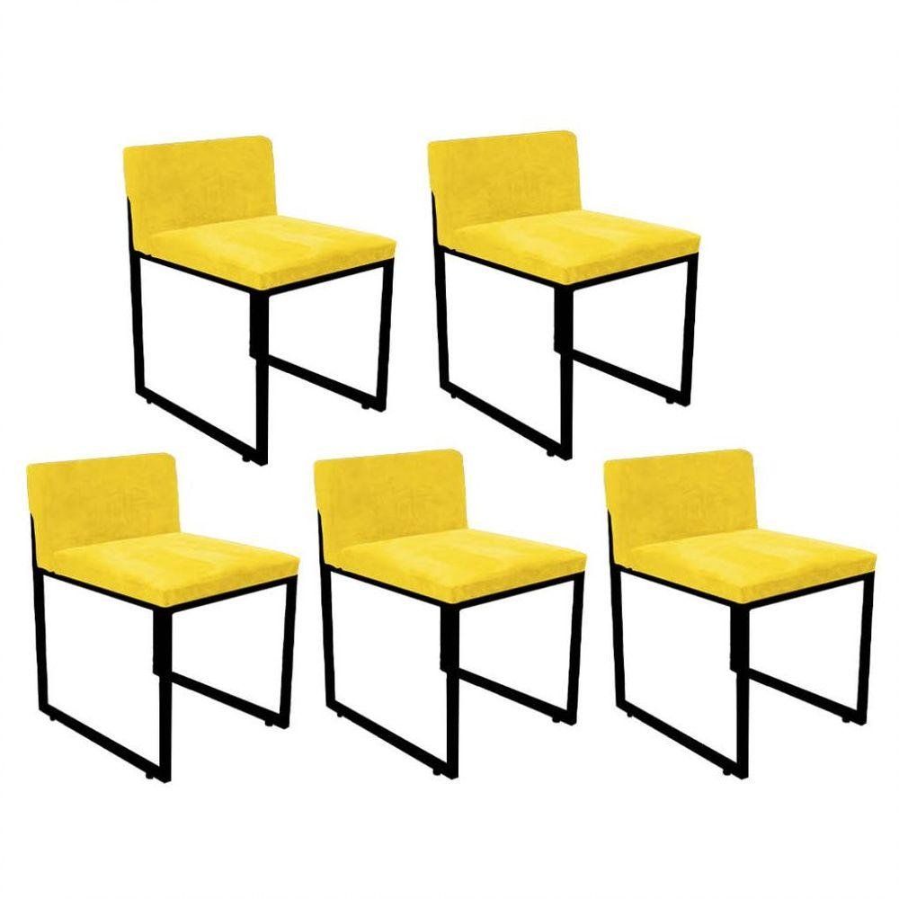 Kit 05 Cadeiras De Jantar Escritório Recepção Lee Office Industrial