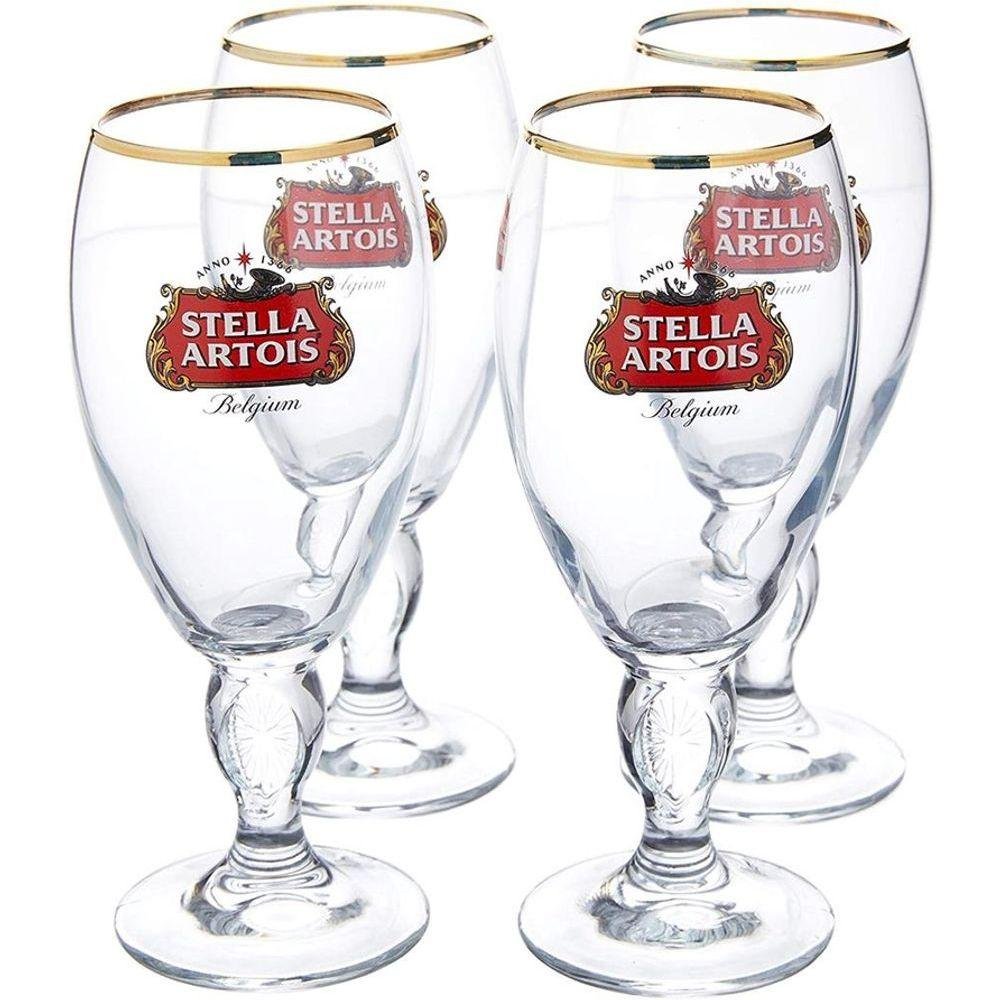 Lot De 4 Verres à Bière Stella Artois En Forme De Calice - 568 Ml (1 Pinte) - Verre Officiel - 7