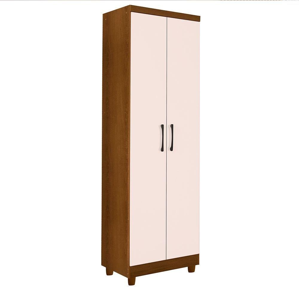 Armário Multiuso Anna 2 Portas 4 Prateleiras Mel Off Whitte Rud Rack