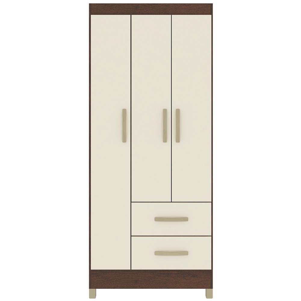 Roupeiro 3 Portas 2 Gavetas Rp132 Rustico Champagne Fell Rustico