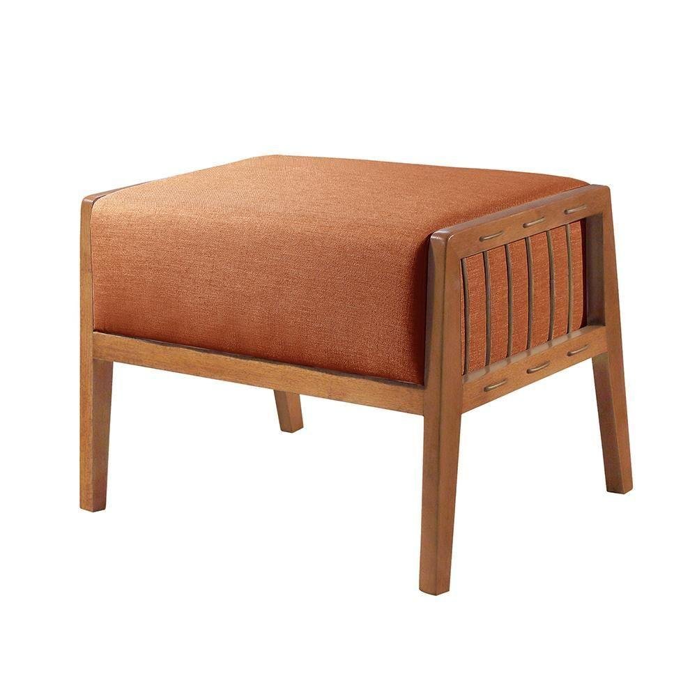 Puff Banqueta Gael Luxo Madeira Maciça Castellar Móbile Linho Terracota Linho Terracota