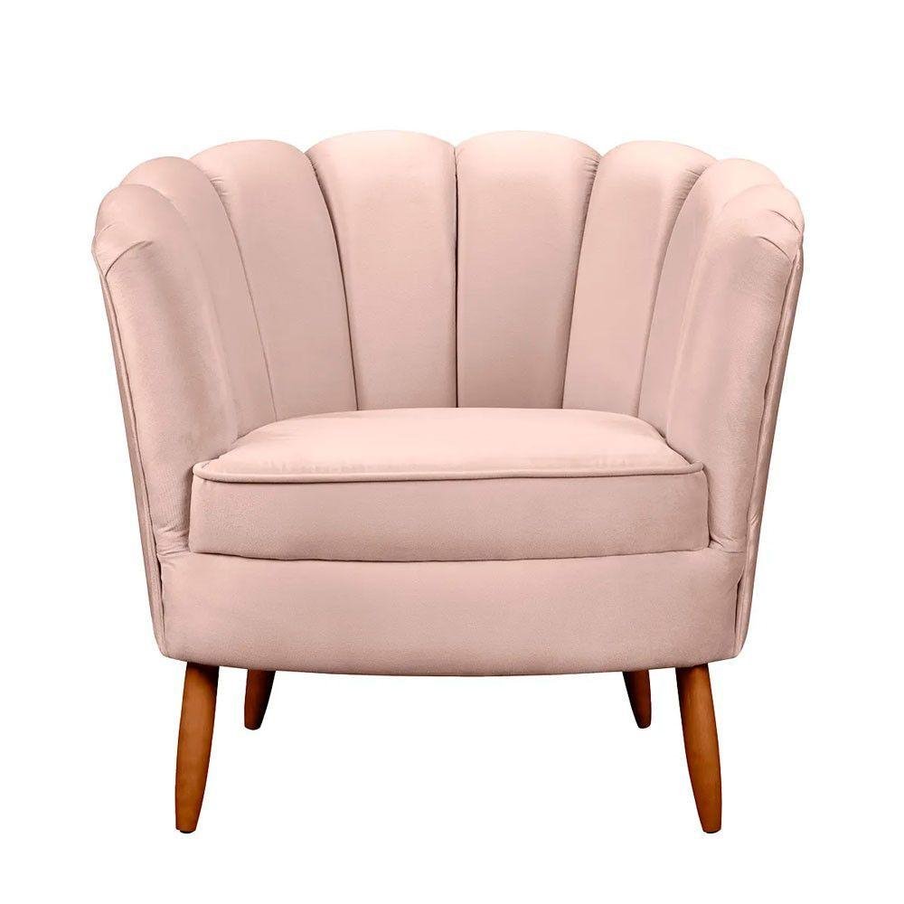 Poltrona Decorativa Pétala Rose - Design Elegante Com Apoio De Braço