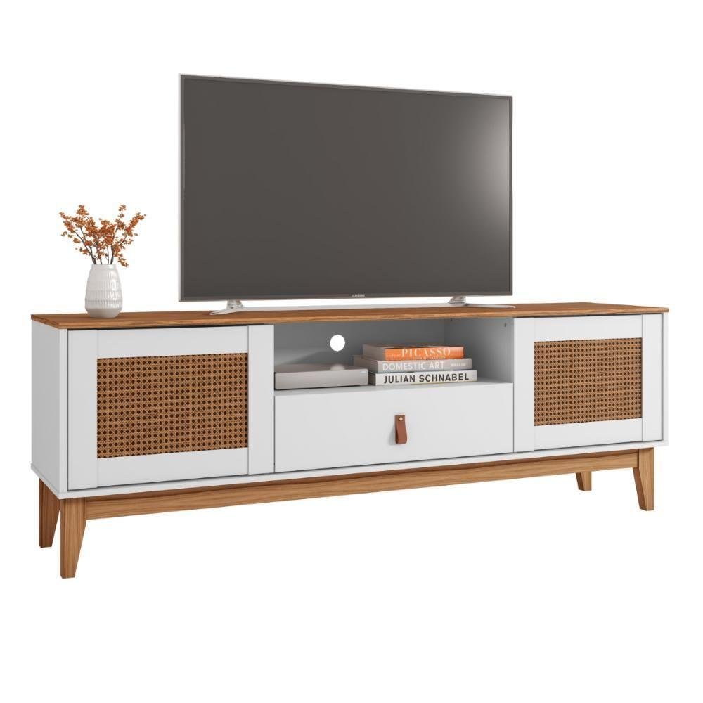 Rack Com 1 Gaveta Para Tvs 60 Polegadas Chester Branco Noce - Camicado