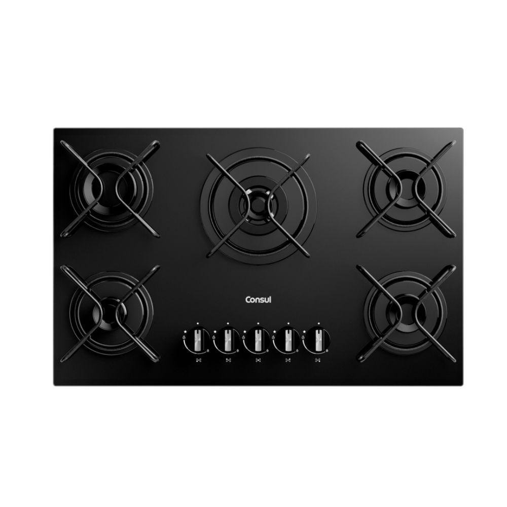 Cooktop 5 Bocas a Gás Consul com Queimadores Especiais e Mesa de Vidro CDS75AE Bivolt