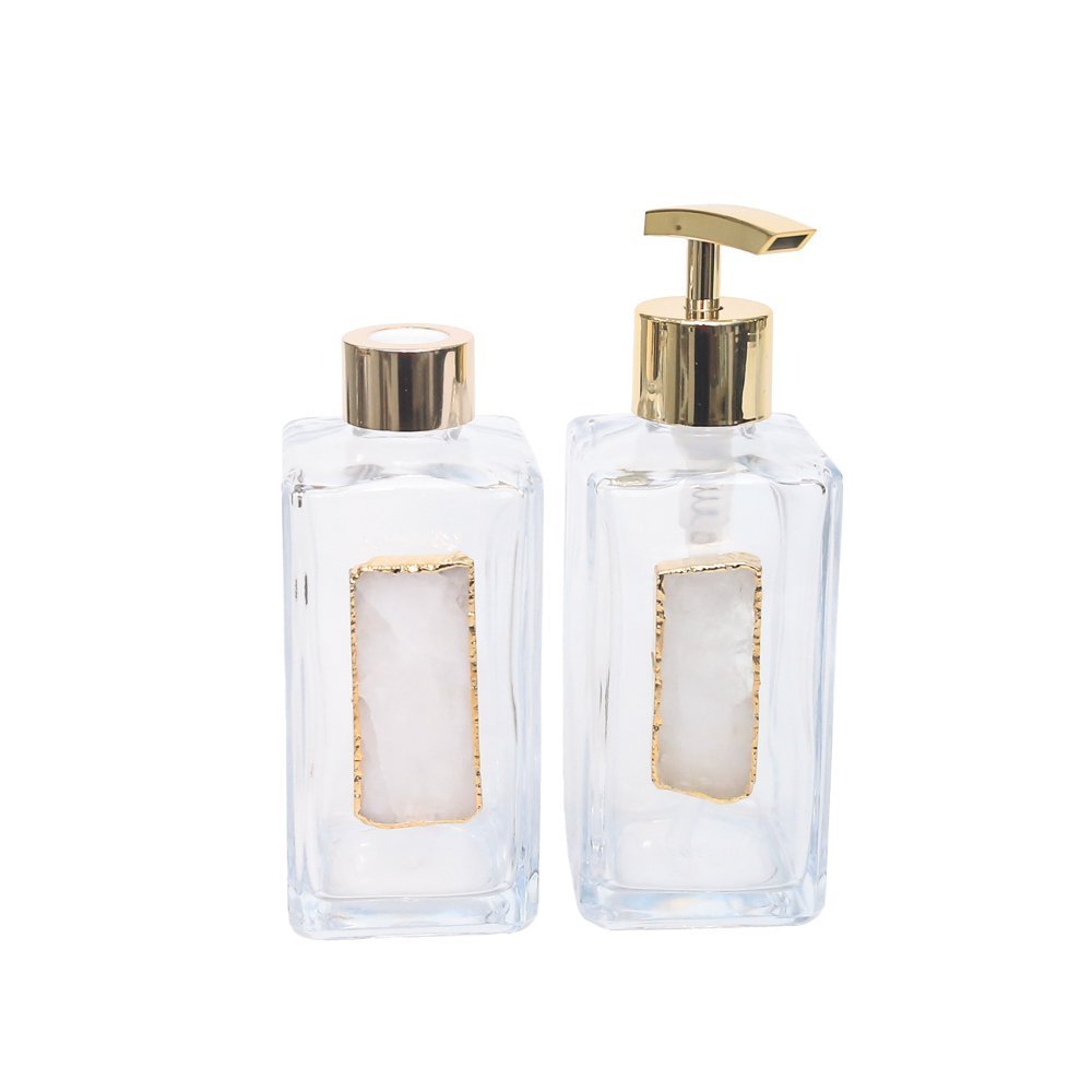 Kit Lavabo Difusor E Saboneteira Pedra Quartzo Branco