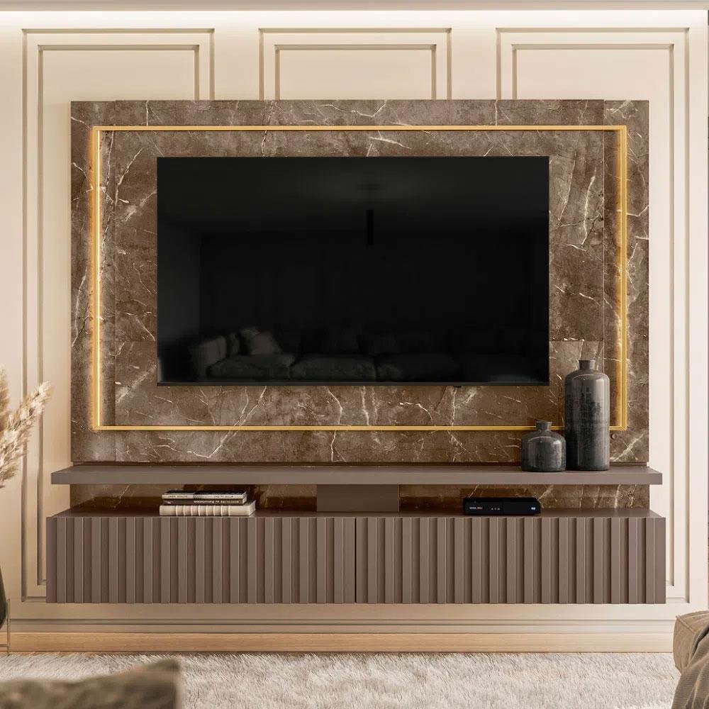 Rack com Painel Gaia para TV de 75 Pol Imperial Sépia