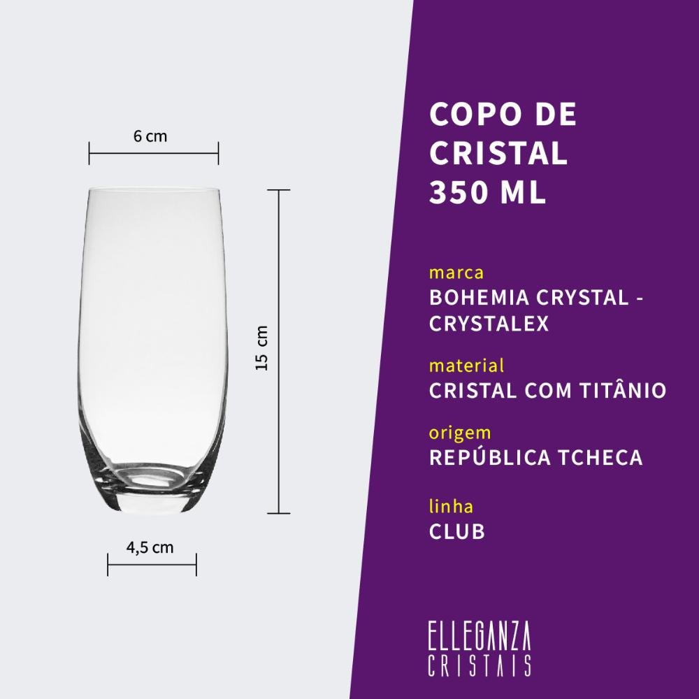 Jogo De 6 Copos De Cristal Para Água 350ml Bohemia