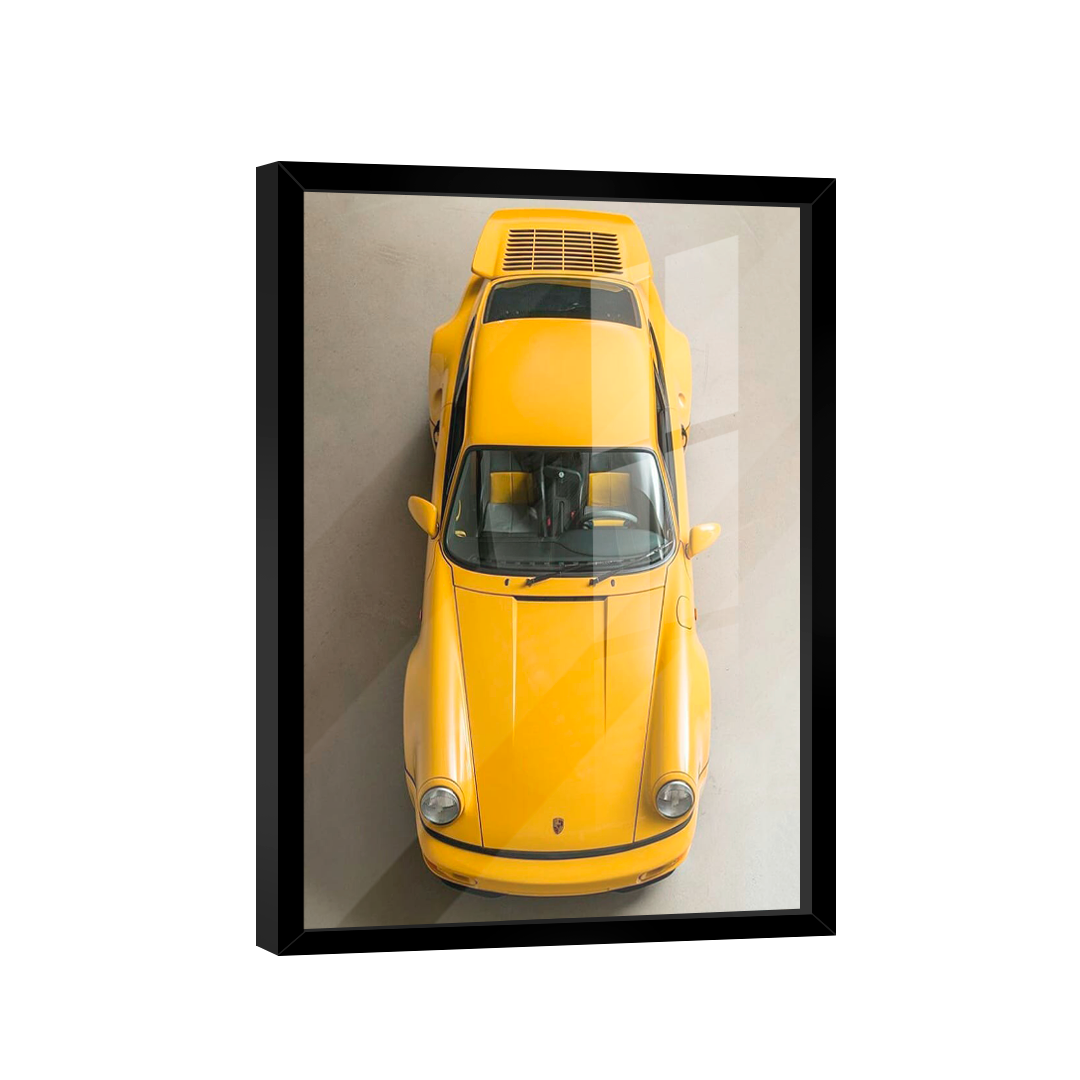 Quadro Porsche 911 Amarelo Lado -- Br Artes