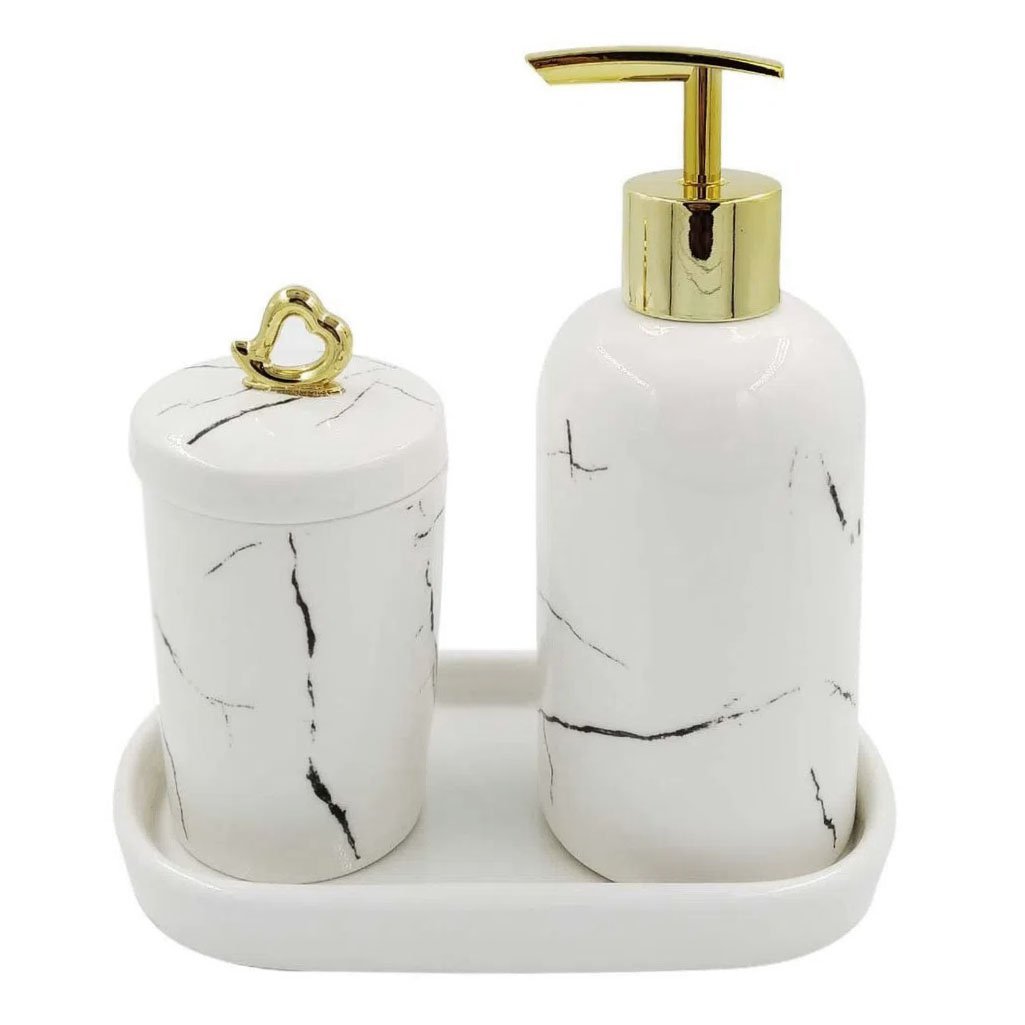 Jogo De Banheiro Mármore Porcelana 3 Peças