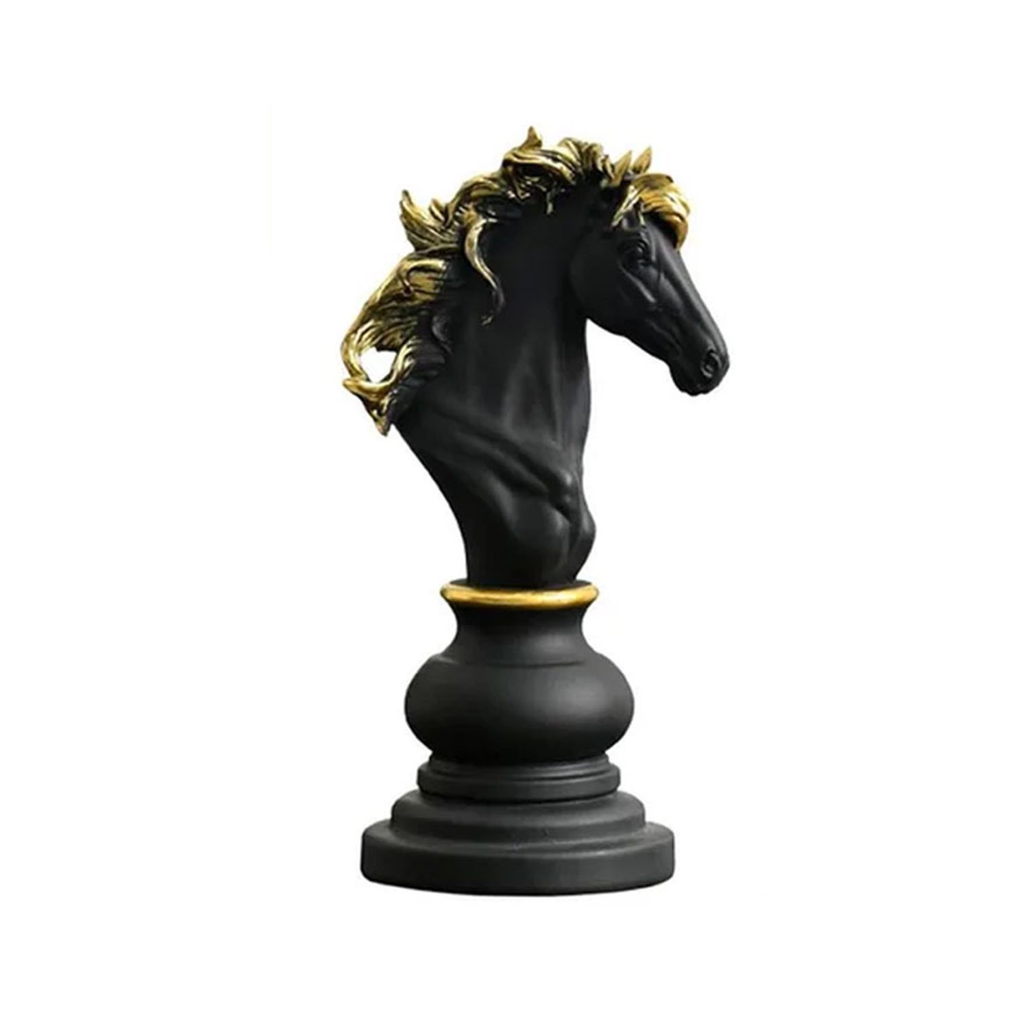 Decoração Peças De Xadrez Preto Cavalo Escultura Grande Estátua