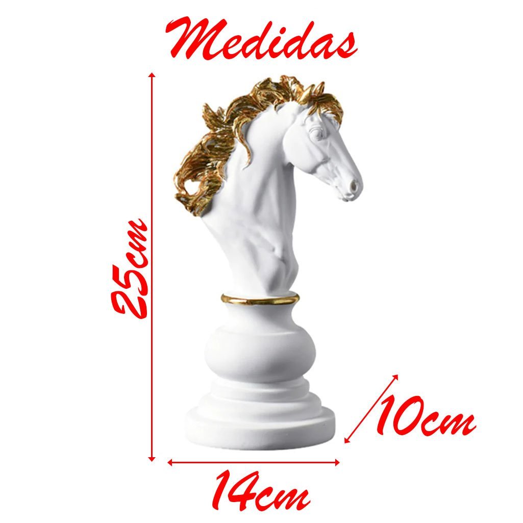 Peça De Xadrez Rei Rainha Cavalo Decoração Cerâmica Creme
