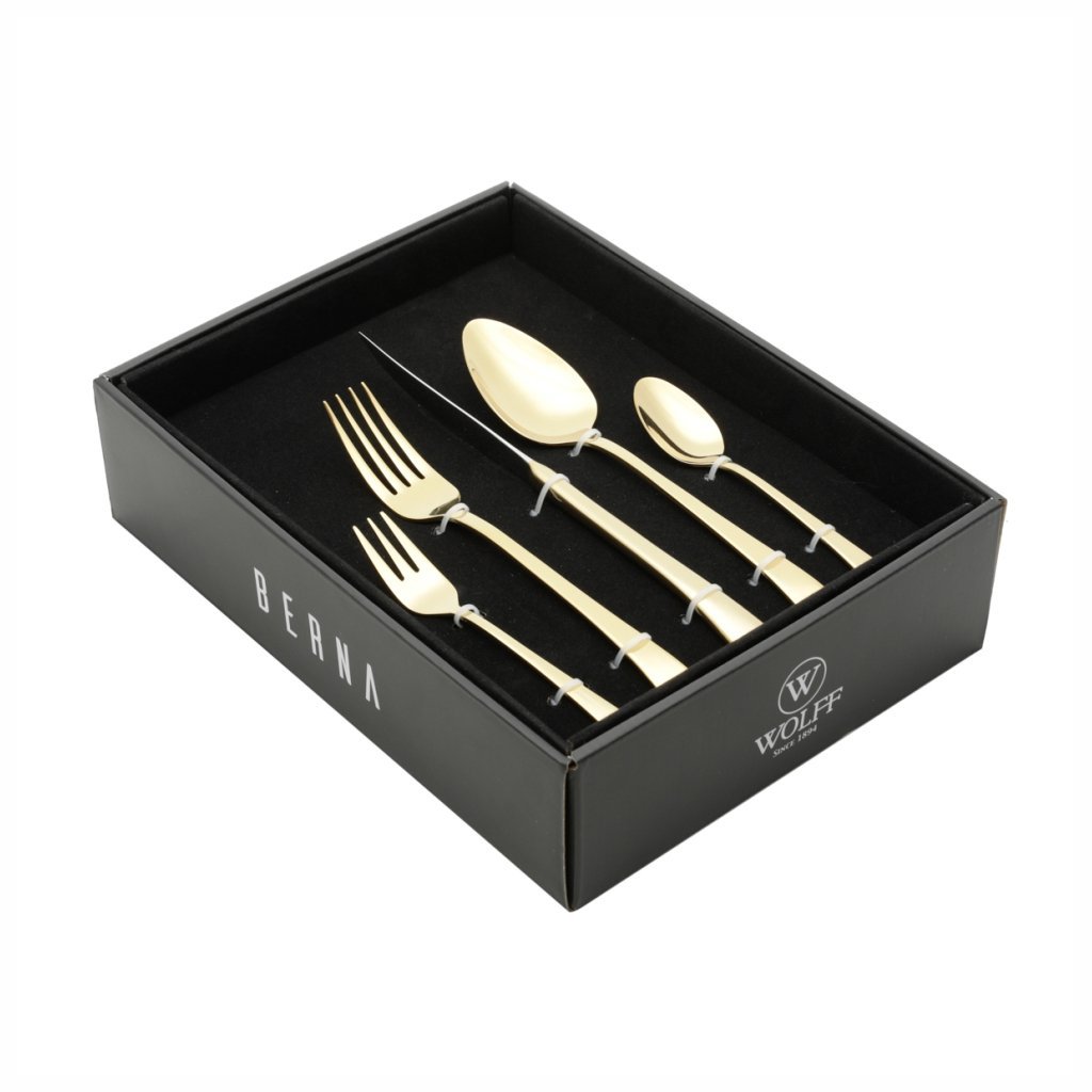 Faqueiro Em Inox Berna Dourado Com 30 Peças Wolff