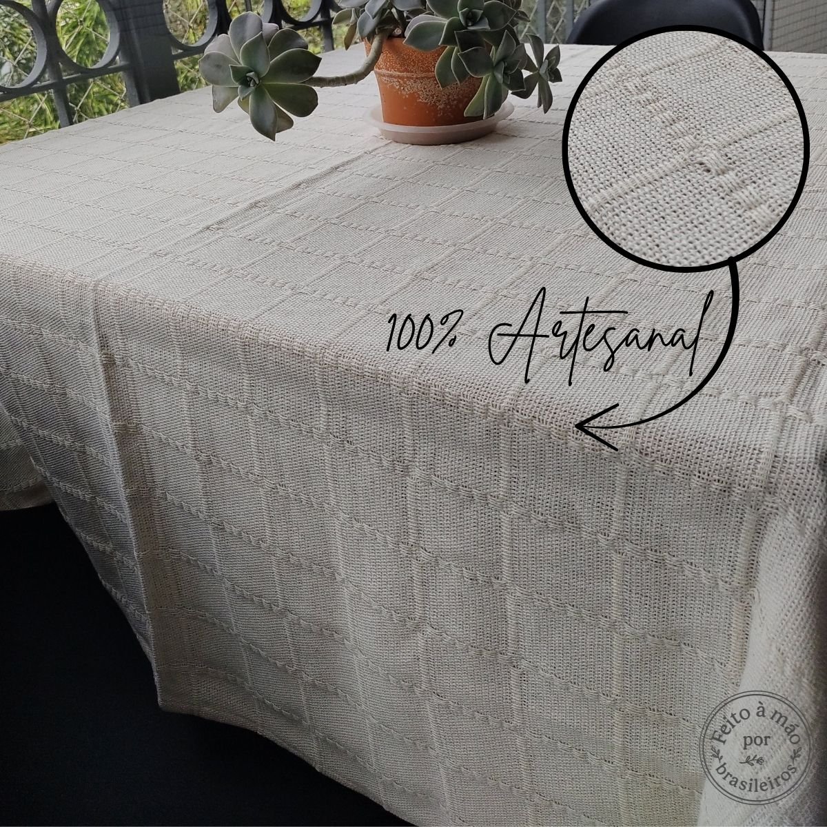 Toalha de Mesa Algodao Cru Luxo Retangular 1,50 X 2,20