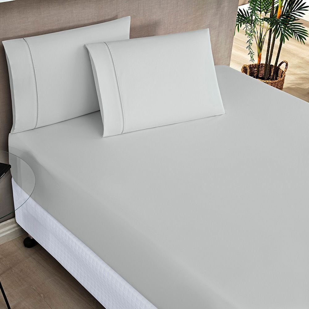 Jogo de Cama Elegance Casal Padrão 03 Peças - Cinza - 80% Algodão, 20% Poliéster