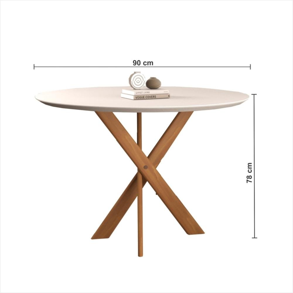 Conjunto Sala de Jantar Mesa Aracaju 90cm Tampo Redondo Vidro/MDF com 4  Cadeiras 03 com Puxador Madenova Móveis - Tudo De Móveis - Compre Direto  das Fábricas