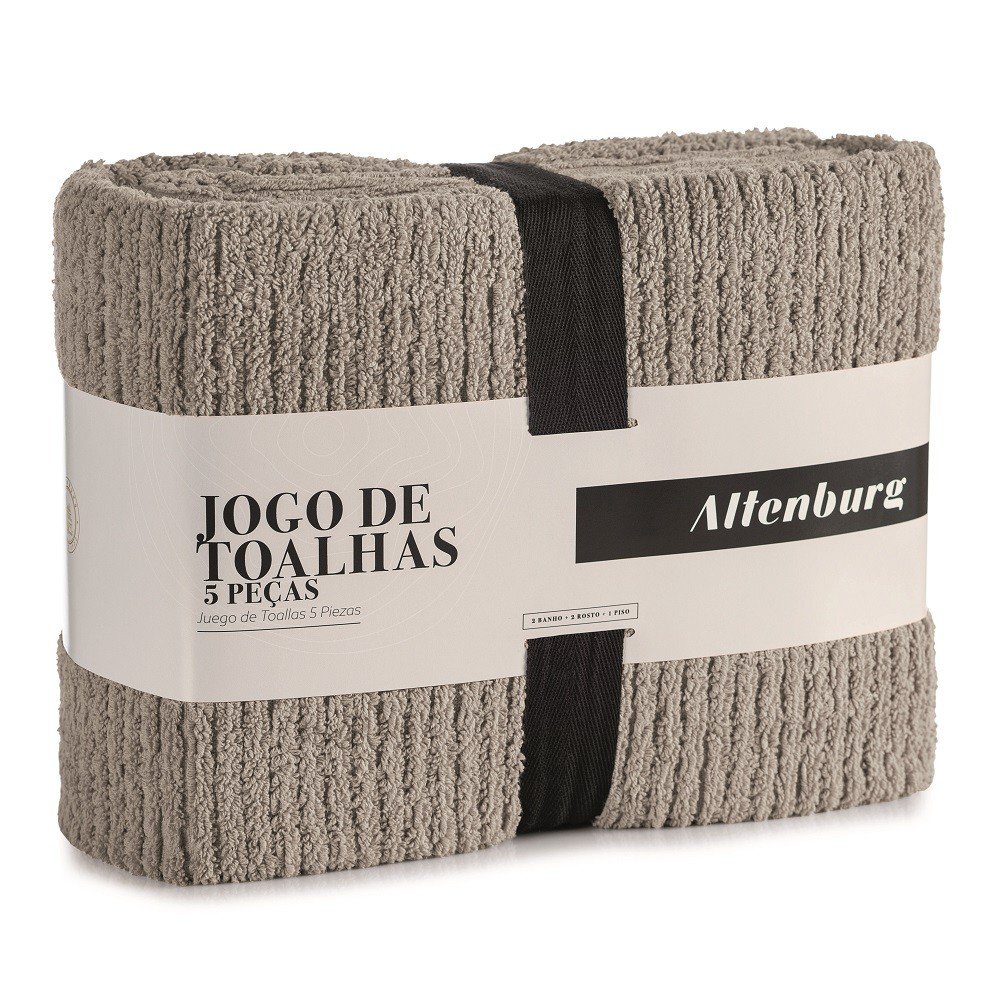 Jogo Toalhas Banho Altenburg 5p Line Cinza - 100% Algodão