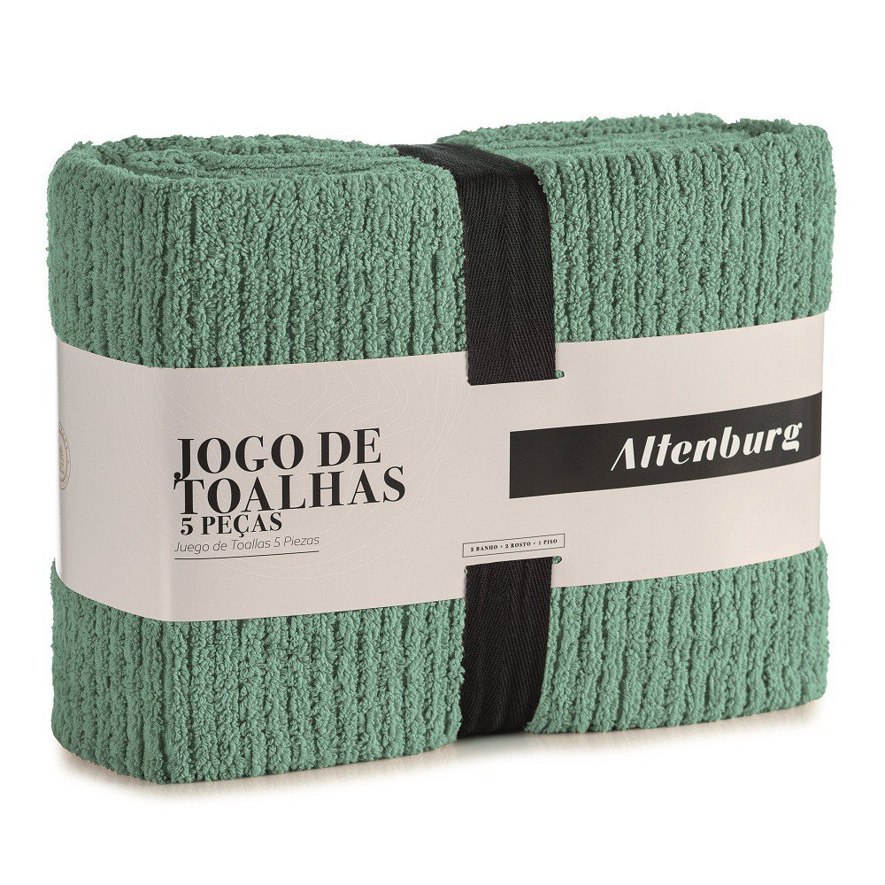Jogo Toalhas Banho Altenburg 5p Line Verde - 100% Algodão