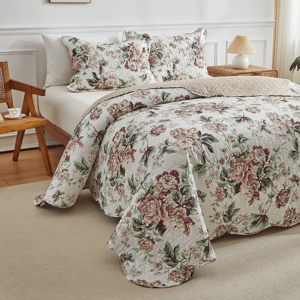 Kit Cobre Leito Colcha Queen 3Pc Dupla Face 150 Fios Italia