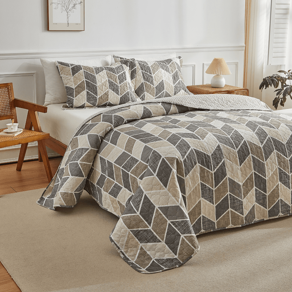 Kit Cobre Leito Colcha Queen 3Pc Dupla Face 150 Fios Italia