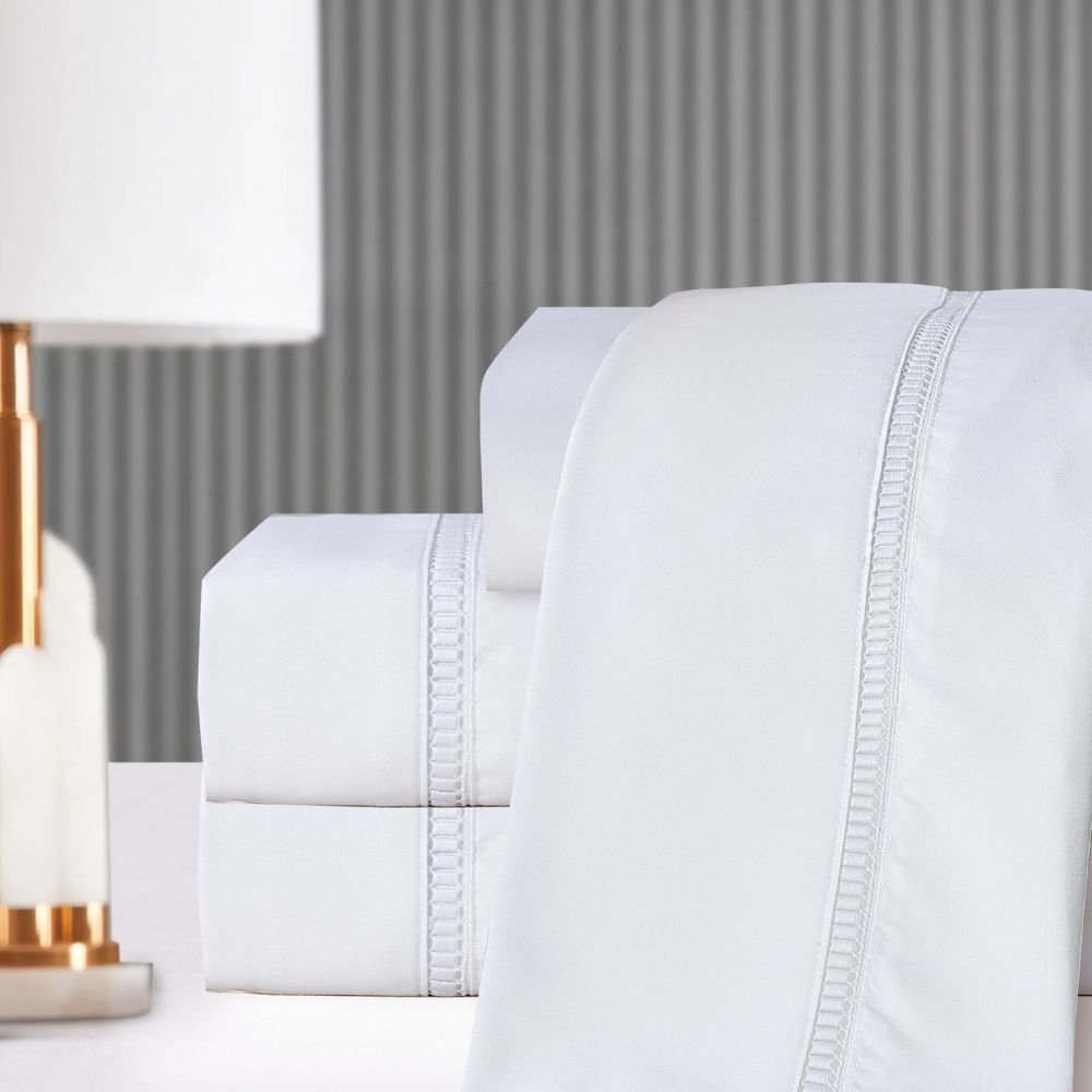 Jogo de Lencol King 4 Pecas Milano MicroPercal 400 Fios Ponto Palito - 100% Poliester