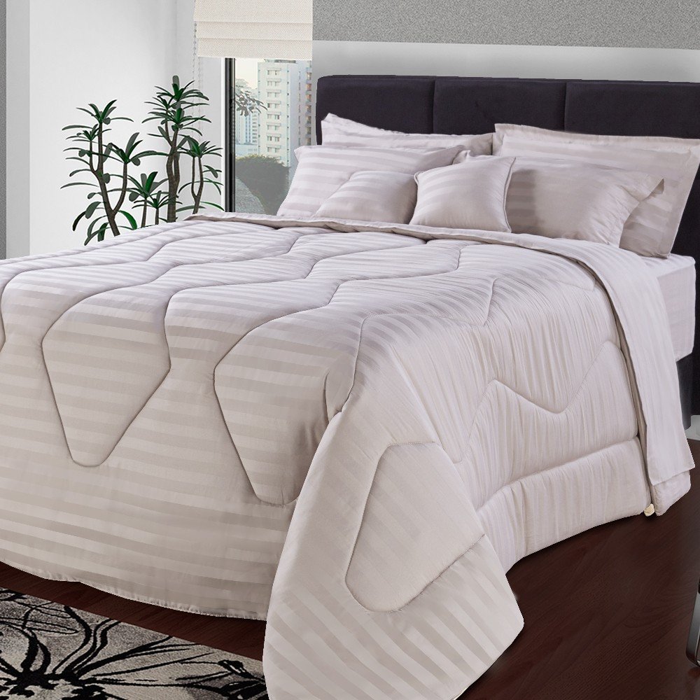 Edredom Casal Premium 300Fio 100 Algodão Adamascado 220x200 BF Colchões
