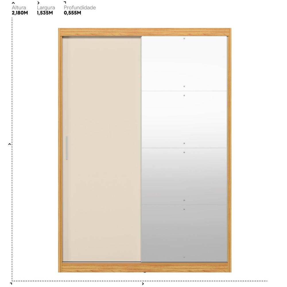 Guarda-Roupa Solteiro Madesa Denver 2 Portas de Correr com Espelho