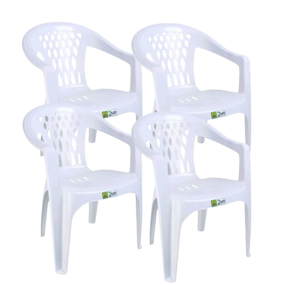 Kit 4 Cadeiras de Plástico com Braço Duo Bella Duoplastic Empilháveis ...