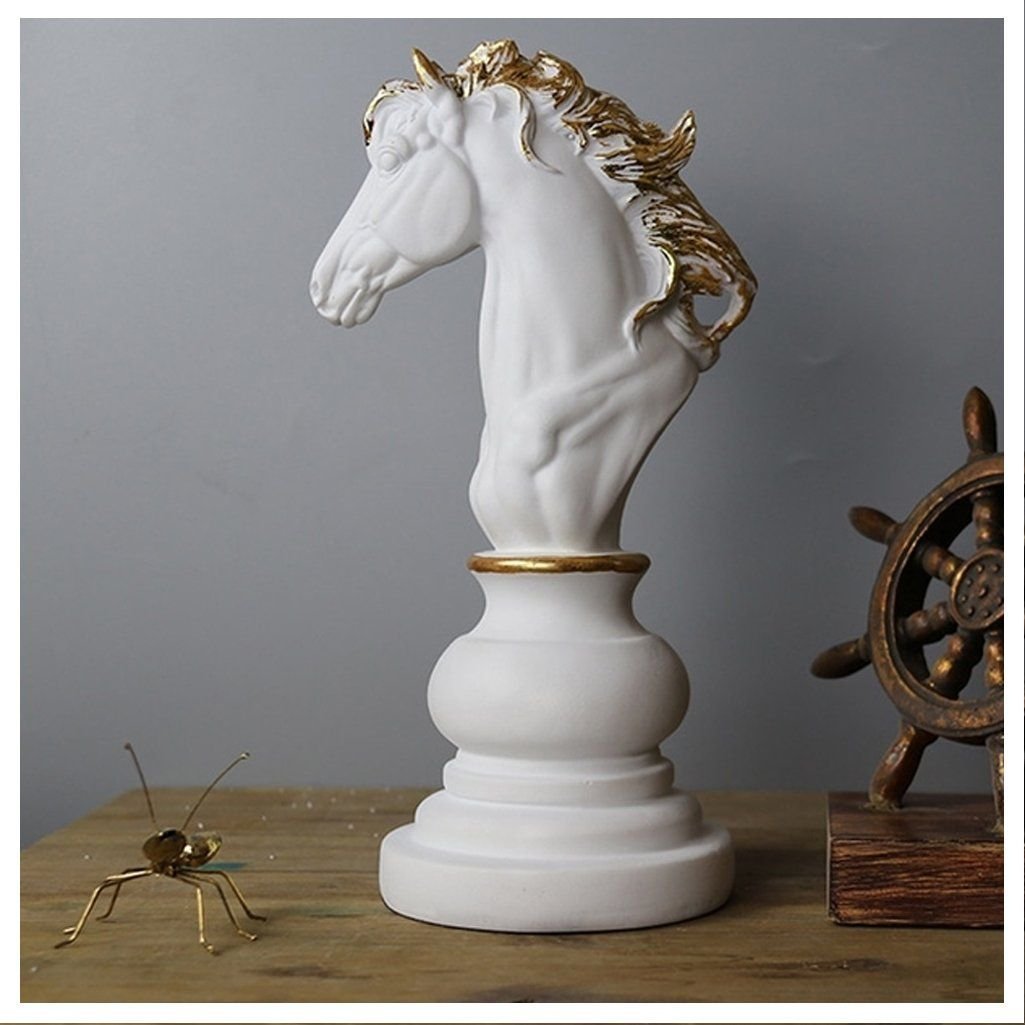 Decoração Peças De Xadrez Cavalo Escultura Grande Estátua 25cm - Faz a Boa!