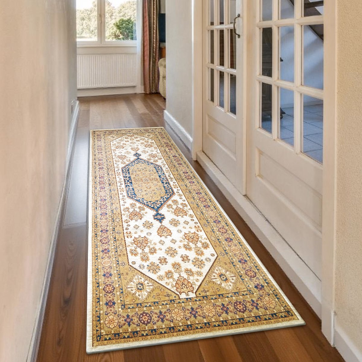 Passadeira Antiderrapante  70x180
Floral vintage boho amarelo etinco geométrico