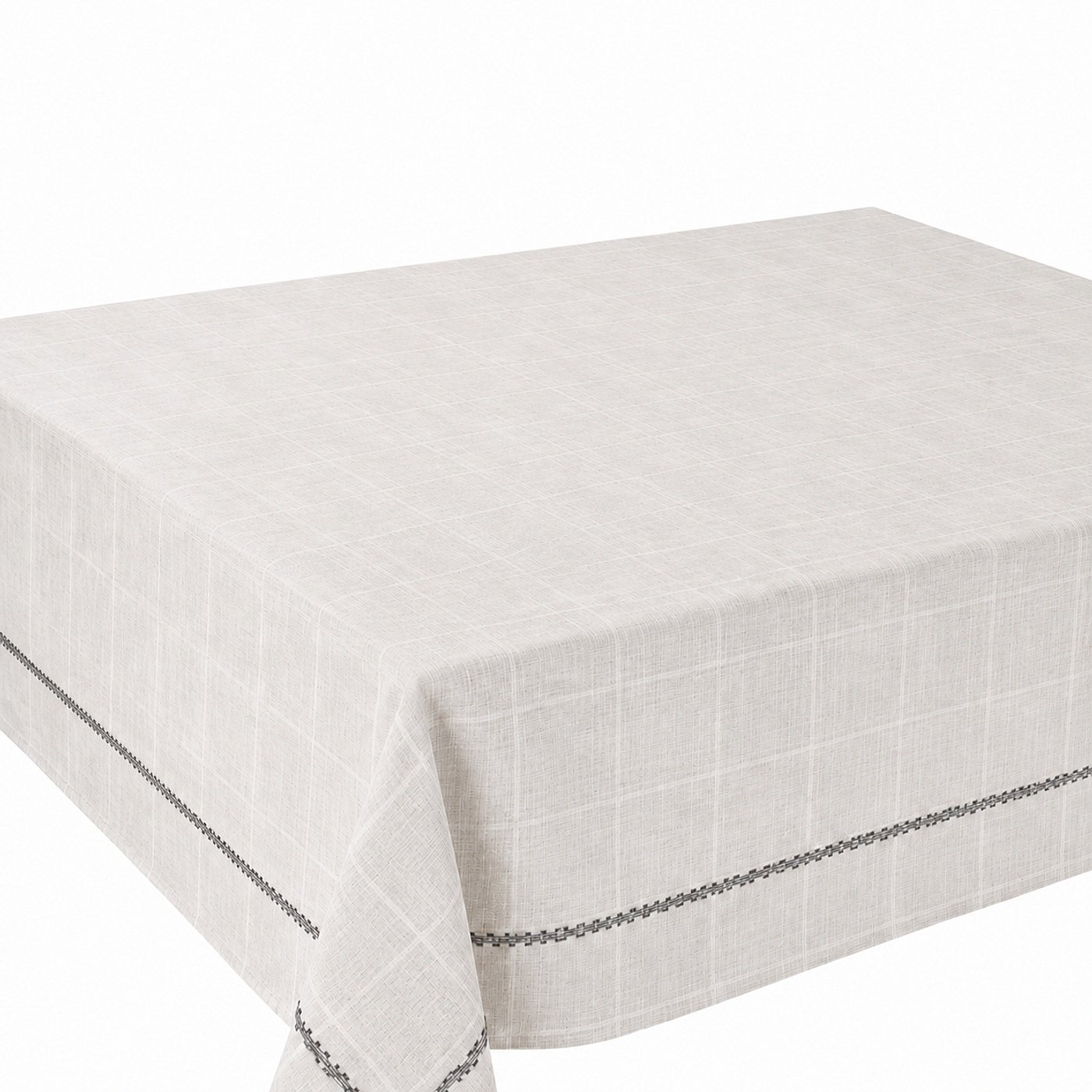 Toalha de Mesa Retangular 8 Lugares Dohler Limpa Facil Iara Cinza 1,60m x 2,70m 50% Algodao e 50% Poliester