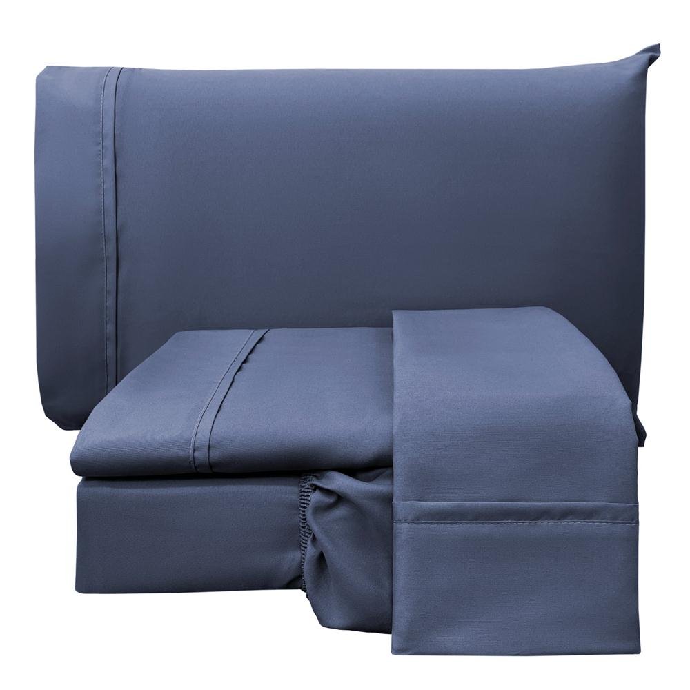 Jogo de Lençol Casal Padrão Confort Micropercal 300 Fios Toque de Algodão 4 Peças - Jeans - 100% poliéster