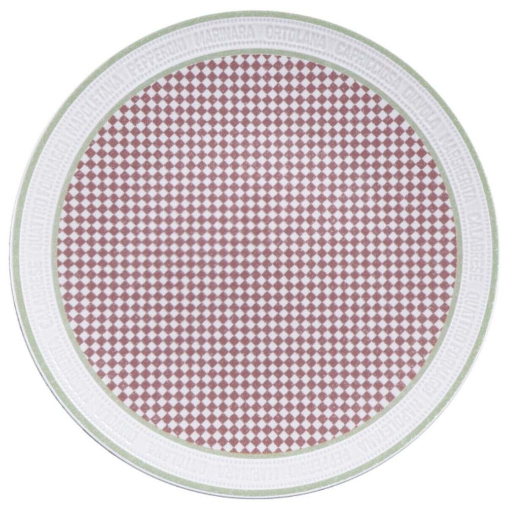 Jogo 12 Pratos Raso Tramontina Positano Mesa Posta Porcelana Decorada 25cm Cozinha Restaurante