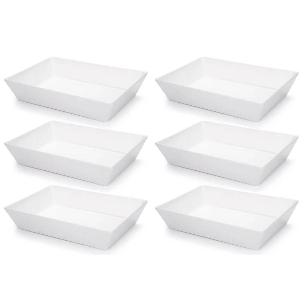 Kit 6 Travessas Brancas 4L Melamina Profissional Haus Concept Restaurante Buffet