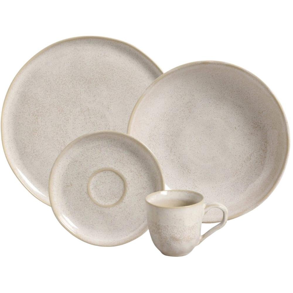 Aparelho de Jantar 24 Peças Cerâmica Bio Latte Off White