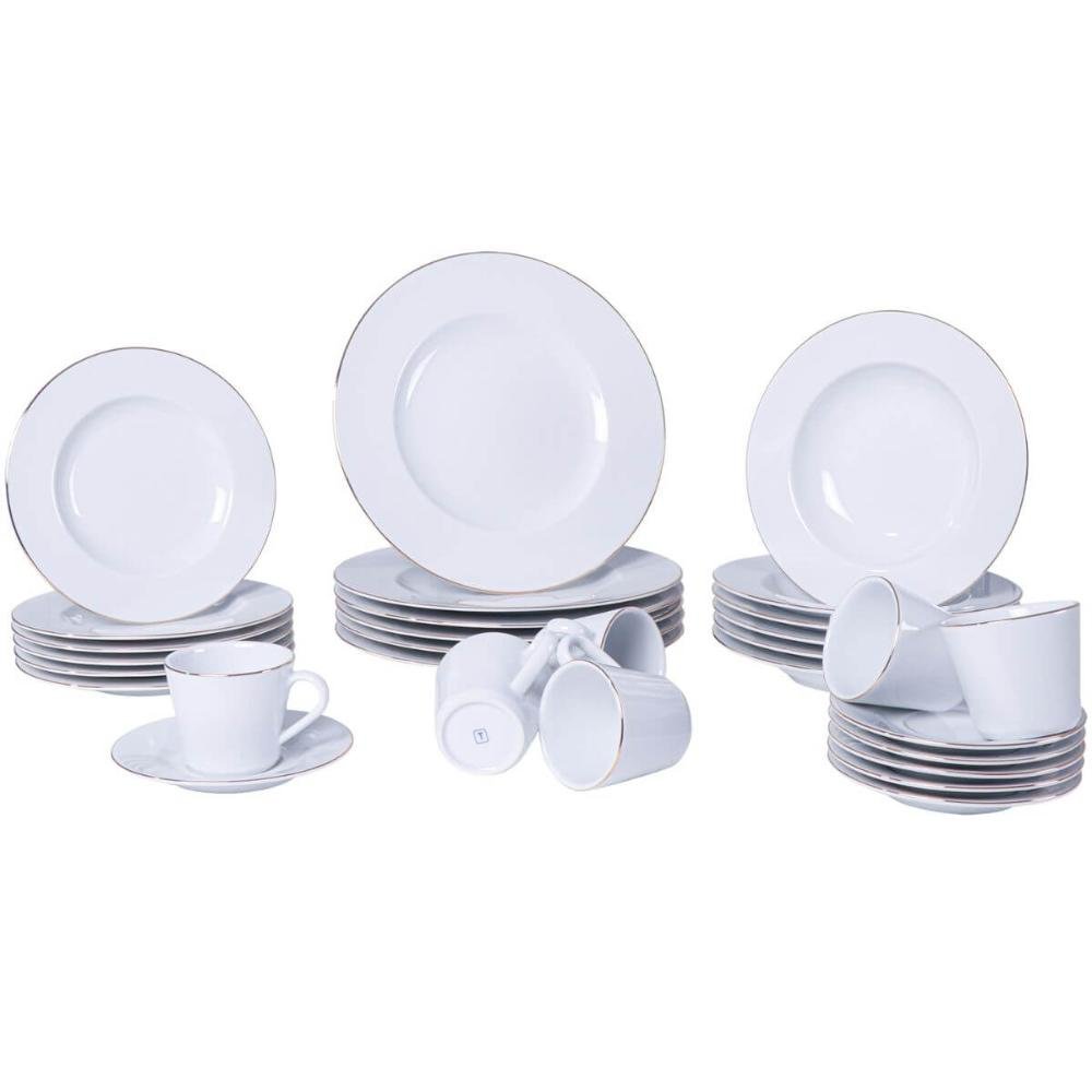 Aparelho de Jantar 30 Peças Tramontina Elisa Porcelana 6 Pes