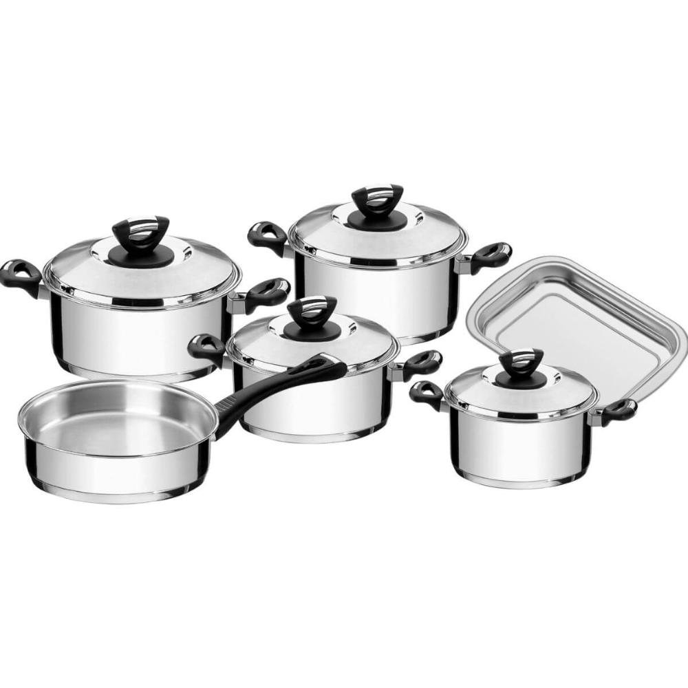 Jogo de 6 Panelas Tramontina Solar Aço Inox Fundo Triplo Baq