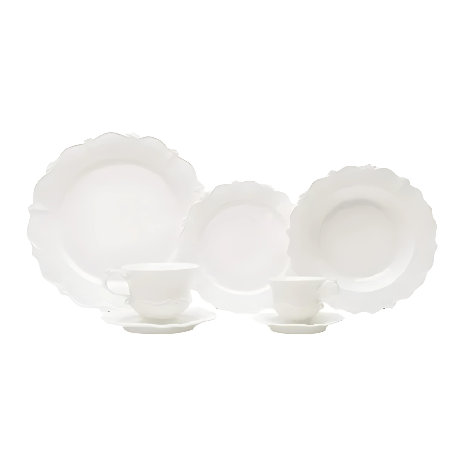 Aparelho Jogo De Jantar Cha Pratos Porcelana Completo 42 Pecas Maldivas Branco