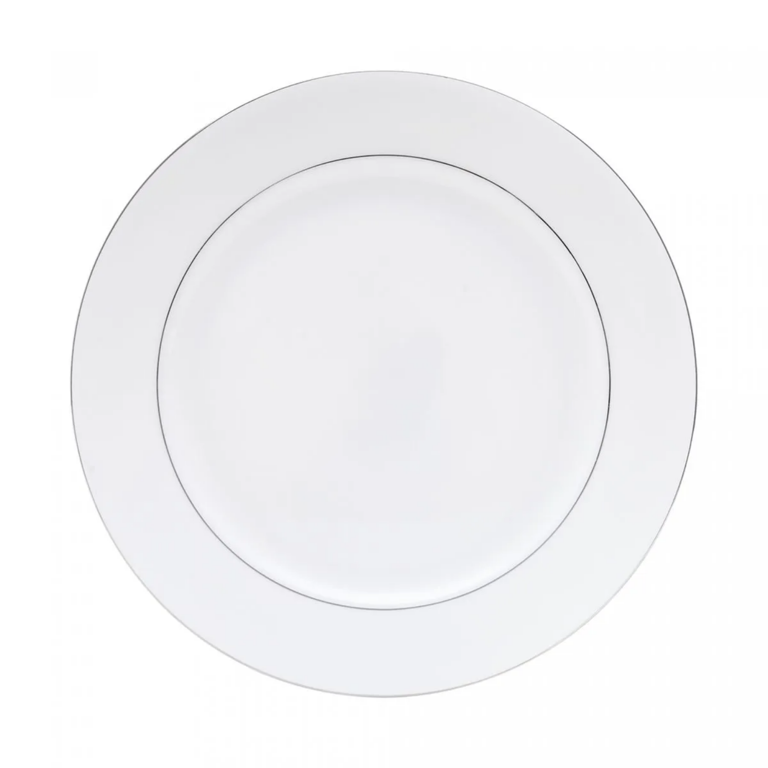 Jogo de Pratos Aparelho Jantar Kit 12 Pecas Luxo Borda Prata Porcelana Branco Monaco Wolff
